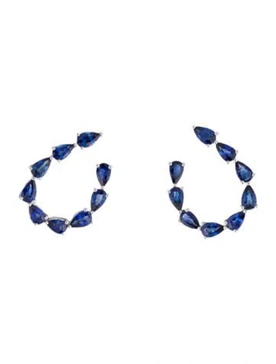 Pre-owned Daniella Design 18k 4.10ctw Sapphire Hoop Earrings In Multi