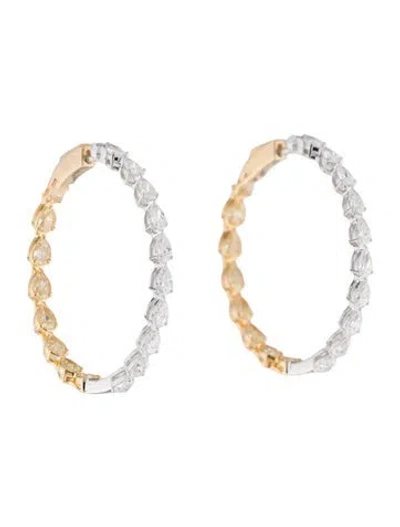 Pre-owned Daniella Design 18k 5.11ctw Diamond Inside-out Hoop Earrings In Multi