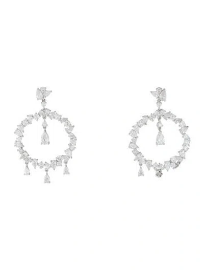 Pre-owned Daniella Design 18k 6.03ctw Diamond Circle Drop Earrings In Multi