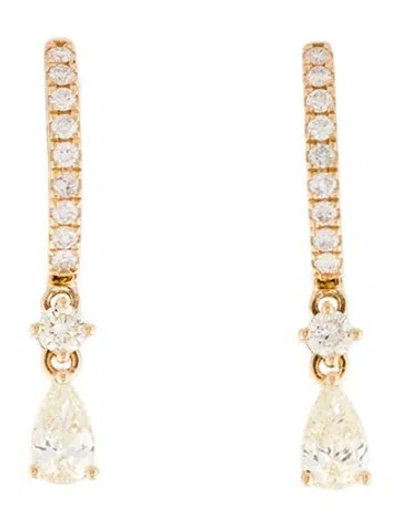 Pre-owned Daniella Design 18k Diamond Drop Earrings In Multi