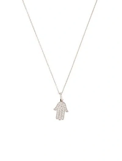Pre-owned Daniella Design 18k Diamond Hamsa Pendant Necklace, 18" In Multi