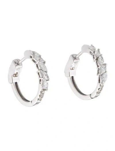 Pre-owned Daniella Design 18k Diamond Hoop Earrings In Multi