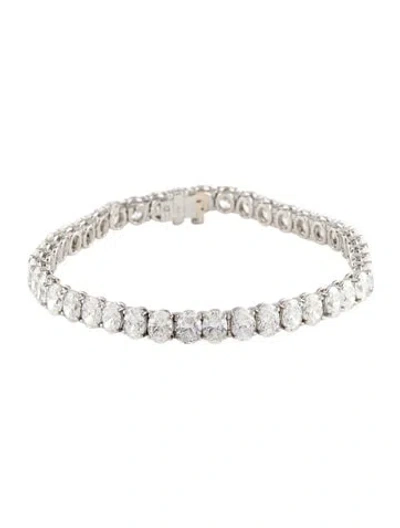 Pre-owned Daniella Design Platinum 15.29ctw Diamond Tennis Bracelet, 6.75" In Multi