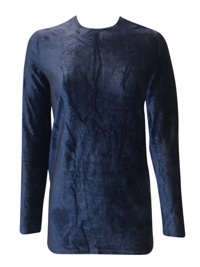 Daniella Faye Women's Velour Sport Top In Navy In Multi