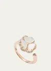 DANIELLA KRONFLE 18K ROSE GOLD FLOWER RING WITH MOTHER OF PEARL AND DIAMONDS