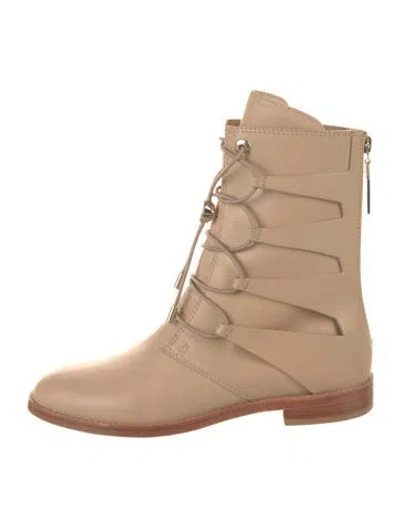 Pre-owned Daniella Shevel Leather Combat Boots In Neutral