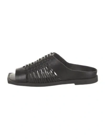 Pre-owned Daniella Shevel Leather Slides In Black