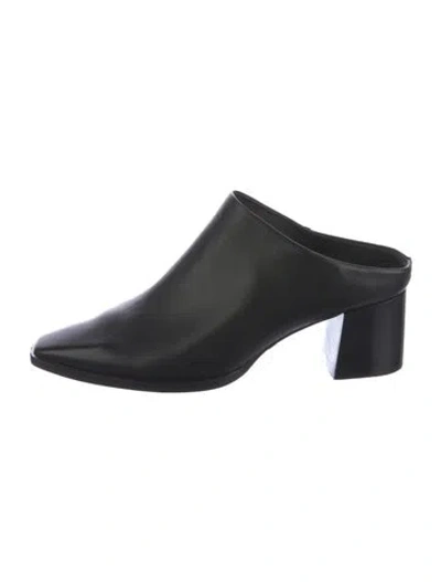 Pre-owned Daniella Shevel Leather Slides In Black