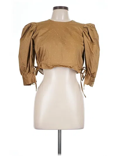 Pre-owned Danielle Bernstein 3/4 Sleeve Blouse In Brown