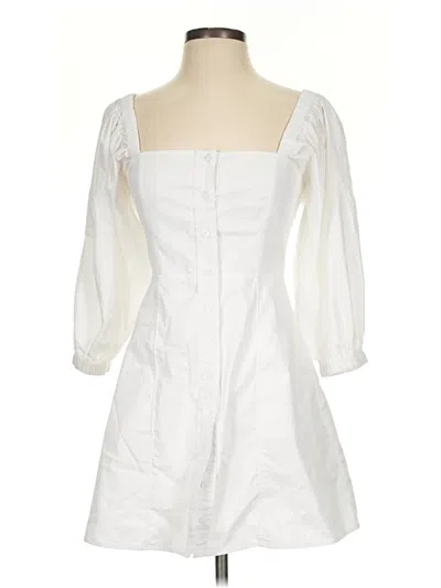 Pre-owned Danielle Bernstein 3/4 Sleeve Top White Sweetheart Neckline Tops