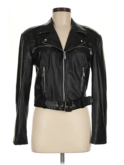 Pre-owned Danielle Bernstein Faux Leather Jacket In Black