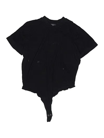 Pre-owned Danielle Bernstein Short Sleeve Top Black Keyhole Neckline Tops