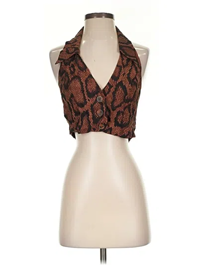 Pre-owned Danielle Bernstein Sleeveless Blouse In Brown