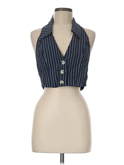 Danielle Bernstein Sleeveless Button Down Shirt In Blue