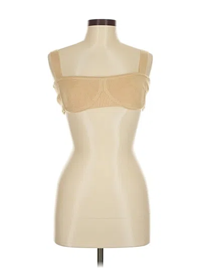 Pre-owned Danielle Bernstein Sleeveless Top Tan Strapless Neckline Tops In Brown