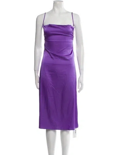 Pre-owned Danielle Bernstein Square Neckline Knee-length Dress In Purple