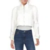 Danielle Bernstein Womens Cold Weather Crop Shirt Jacket In White