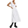 Danielle Bernstein Womens Empire Waist Calf Length Midi Dress In White