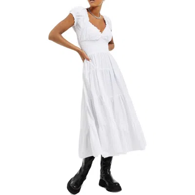 Danielle Bernstein Womens Empire Waist Calf Length Midi Dress In White