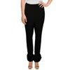 Danielle Bernstein Womens Faux Fur Trim Slim Straight Leg Pants In Black