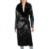 Danielle Bernstein Womens Faux Leather Long Trench Coat In Black