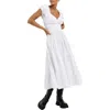 Danielle Bernstein Womens Empire Waist Calf Length Midi Dress In White