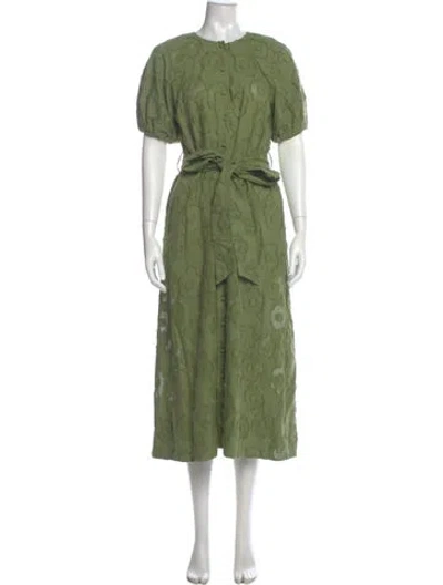 Pre-owned Danielle Fichera Crew Neck Long Dress In Green