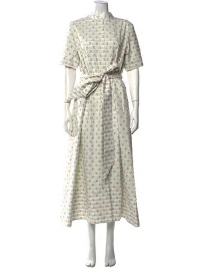 Pre-owned Danielle Fichera Floral Print Long Dress In Green
