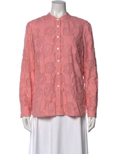 Pre-owned Danielle Fichera Floral Print Long Sleeve Top W/ Tags In Pink