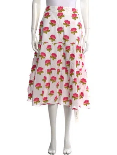 Pre-owned Danielle Fichera Floral Print Midi Length Skirt In Multi