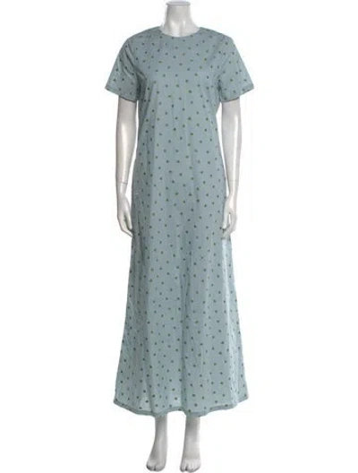 Pre-owned Danielle Fichera Polka Dot Print Long Dress In Blue