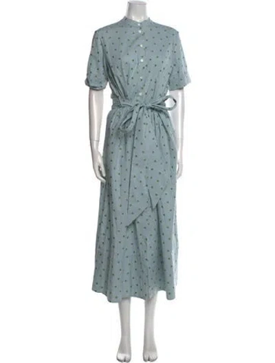 Pre-owned Danielle Fichera Polka Dot Print Long Dress In Blue