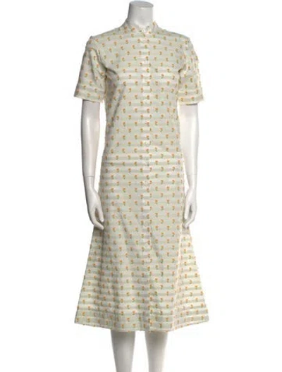 Pre-owned Danielle Fichera Polka Dot Print Midi Length Dress In White