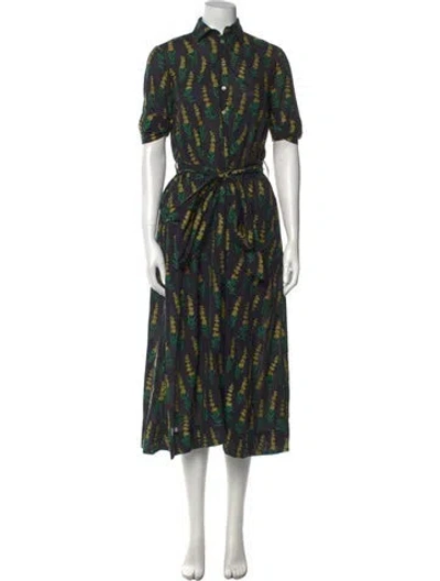 Pre-owned Danielle Fichera Printed Midi Length Dress In Black