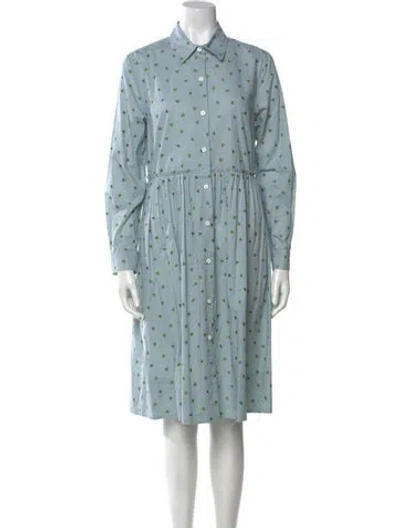 Pre-owned Danielle Fichera Printed Midi Length Dress In Blue