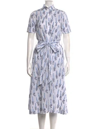 Pre-owned Danielle Fichera Printed Midi Length Dress In White