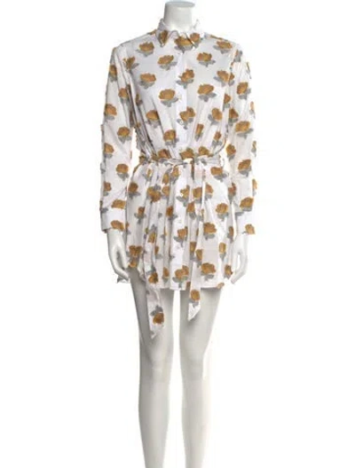Pre-owned Danielle Fichera Printed Mini Dress In White