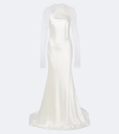 Danielle Frankel Bridal Mari Caped Wool And Silk Gown In White