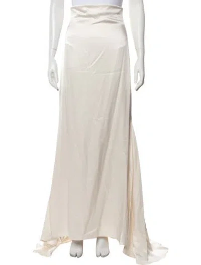 Pre-owned Danielle Frankel Silk Long Skirt In Neutrals