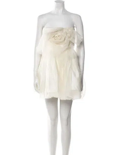 Pre-owned Danielle Frankel Silk Mini Dress In Neutral