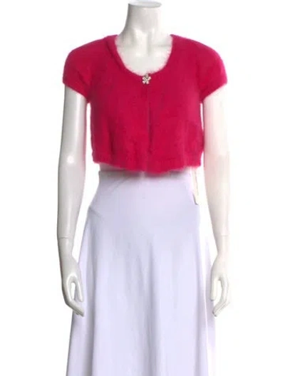 Pre-owned Danielle Guizio Angora Scoop Neck Sweater In Pink