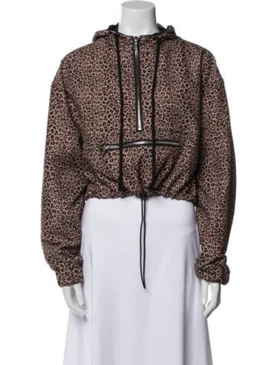 Pre-owned Danielle Guizio Animal Print Jacket In Brown
