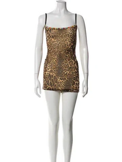 Pre-owned Danielle Guizio Animal Print Mini Dress In Blue