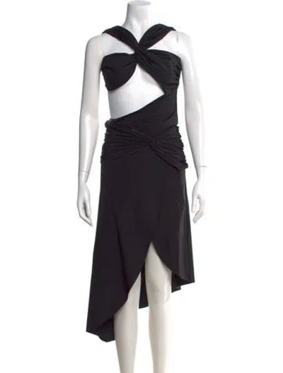 Pre-owned Danielle Guizio Asymmetrical Midi Length Dress In Black