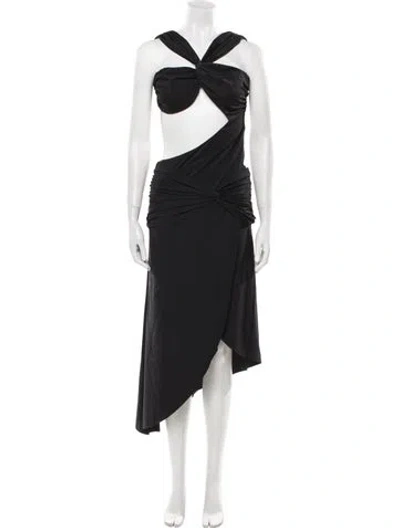 Pre-owned Danielle Guizio Asymmetrical Midi Length Dress In Black