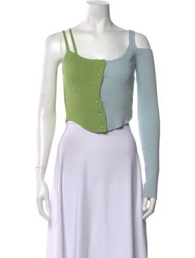 Pre-owned Danielle Guizio Asymmetrical Sweater In Blue/green
