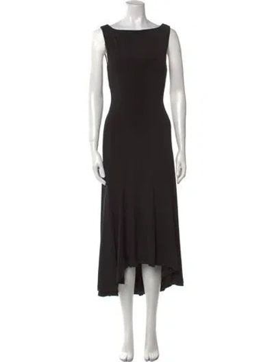 Pre-owned Danielle Guizio Bateau Neckline Midi Length Dress In Black