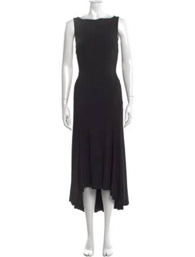Pre-owned Danielle Guizio Bateau Neckline Midi Length Dress In Black