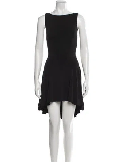 Pre-owned Danielle Guizio Bateau Neckline Mini Dress In Black