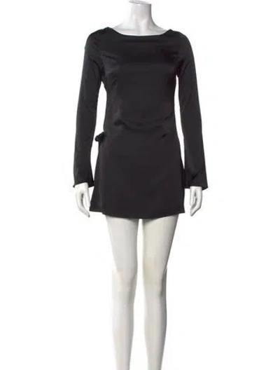 Pre-owned Danielle Guizio Bateau Neckline Mini Dress In Black